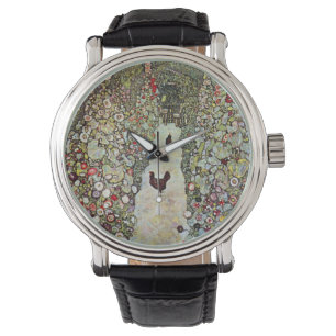 Trädgårdsstig med hönor, Gustav Klimt, Art Nouveau Armbandsur