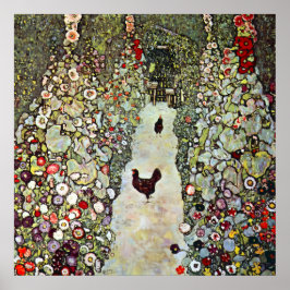 Trädgårdsstig med hönor, Gustav Klimt, Art Nouveau Poster