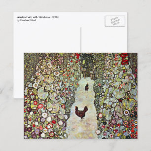 Trädgårdsstig med hönor, Gustav Klimt, Art Nouveau Vykort