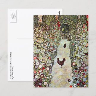 Trädgårdsstig med hönor, Gustav Klimt, Art Nouveau Vykort
