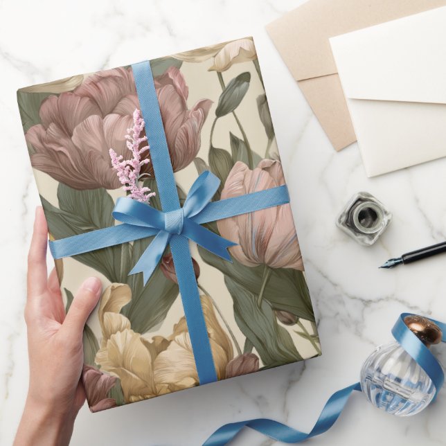 Trädgårdsstil Flerfärgad Tulpan Elfenbensblommig M Presentpapper (Gifting)