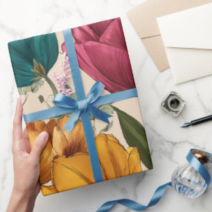 Trädgårdsstil Flerfärgad Tulpan Elfenbensblommig M Presentpapper