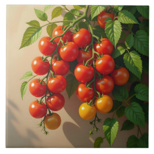 Trädgårdstema för tomatplantor sommarstämning kakelplatta
