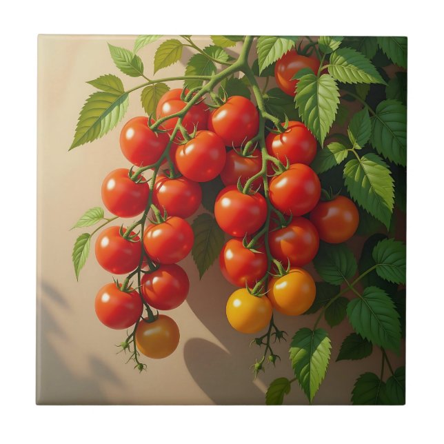 Trädgårdstema för tomatplantor sommarstämning kakelplatta (Framsidan)