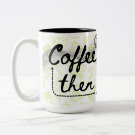 Trädgårdstema kaffemugg trädgårdsredskap
