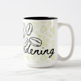 Trädgårdstema kaffemugg trädgårdsredskap