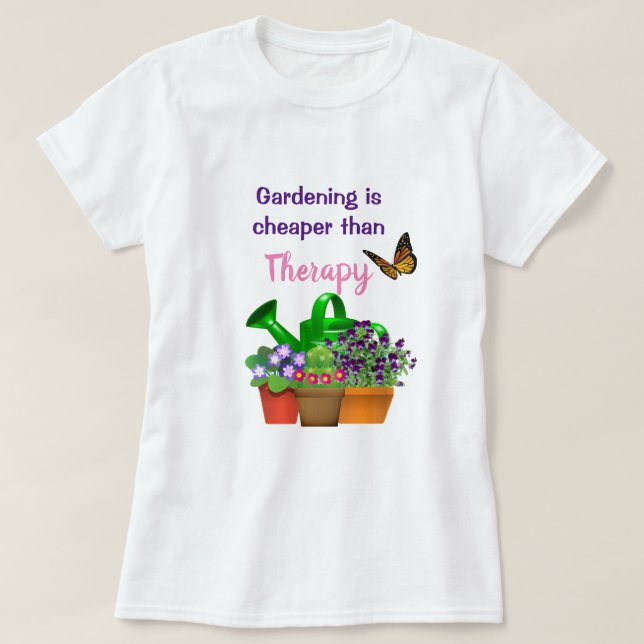 Trädgårdsterapi med krukväxter Trädgård T Shirt (Design framsida)