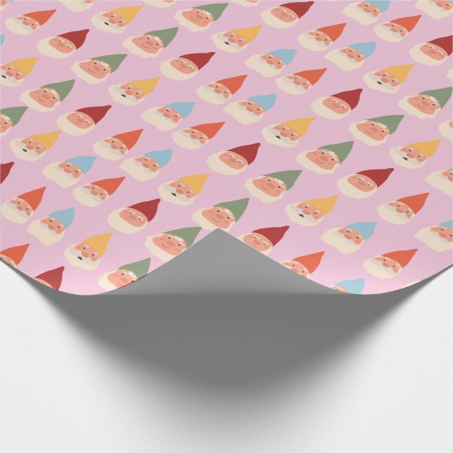 Trädgårdstomtar Rosa Bakgrund Presentpapper (Hörn)