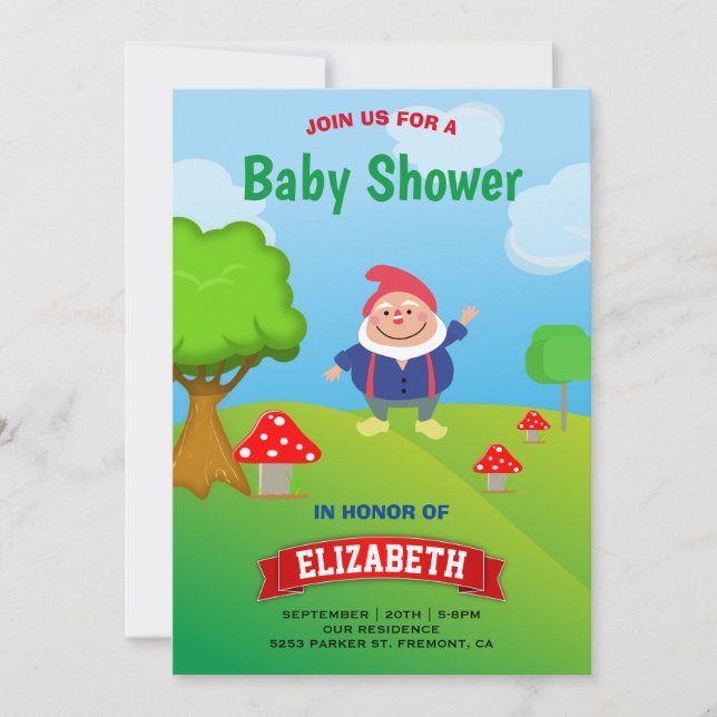 Trädgårdstomte Bebis Shower Inbjudningar (Framsida)