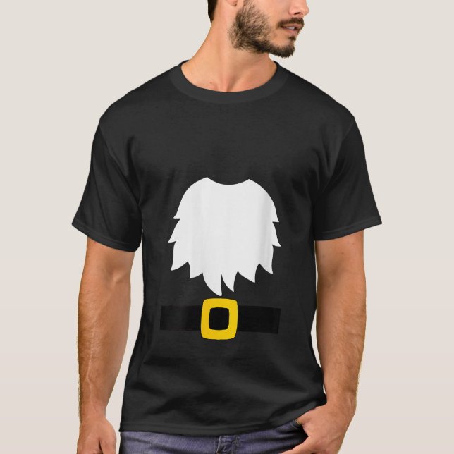 Trädgårdstomte kostym Vit Skägg Och Bälte Med Spän T Shirt (Framsida)