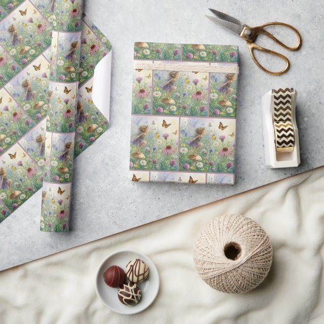 Trädgårdstomte med fjärilar presentpapper (Hantverk)
