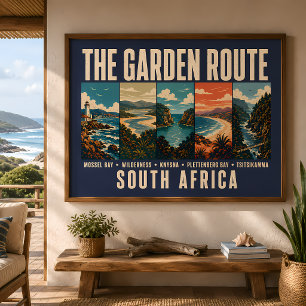 Trädgårdsvägen Sydafrika Illustration Vintage Poster