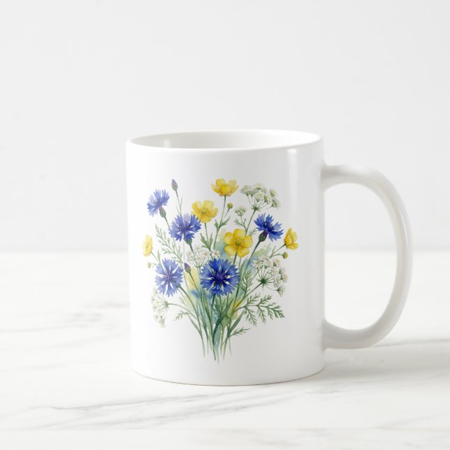 Trädgårdsvattenfärgskonst med vilda blommor kaffemugg (Höger)