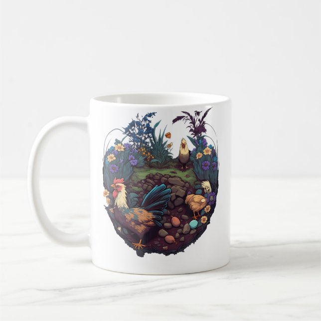 Trädgårdsväxter Och Höns Kaffemugg (Vänster)