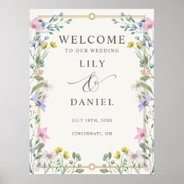 Trädgårdsvildblommor Bröllop Välkomstskylt Poster