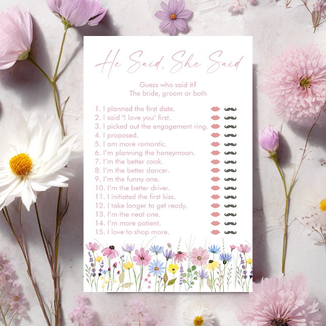 Trädgårdsvildblommor Han sa Hon sa Bröllopsspel (Skapare uppladdad)