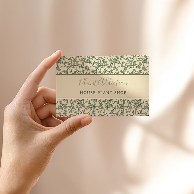 Trädgårdsvin delikat mönster snygg visitkort (Stylish Green and Yellow pretty vines pattern business card with fun text to fit your brand.)