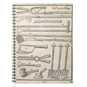 Trädgårdverktyg, från "den holländska anteckningsbok med spiral