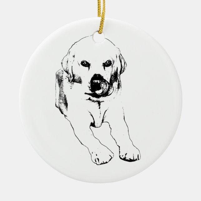 Trädglädje: lojal labrador julgransprydnad keramik (Framsidan)