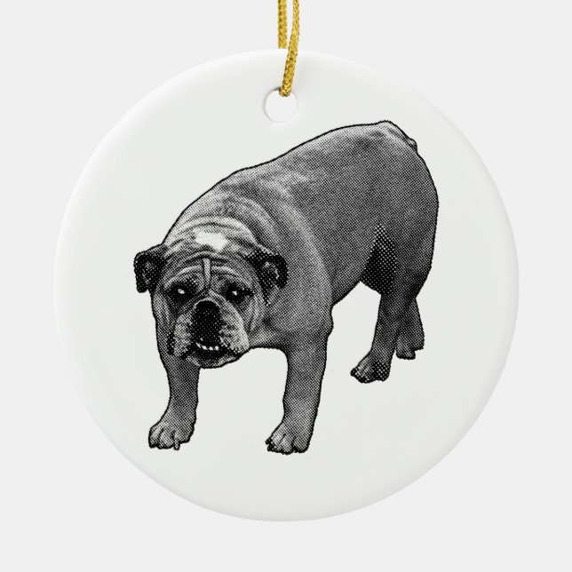 Trädglöd Bulldog Julgransprydnad Keramik (Framsidan)