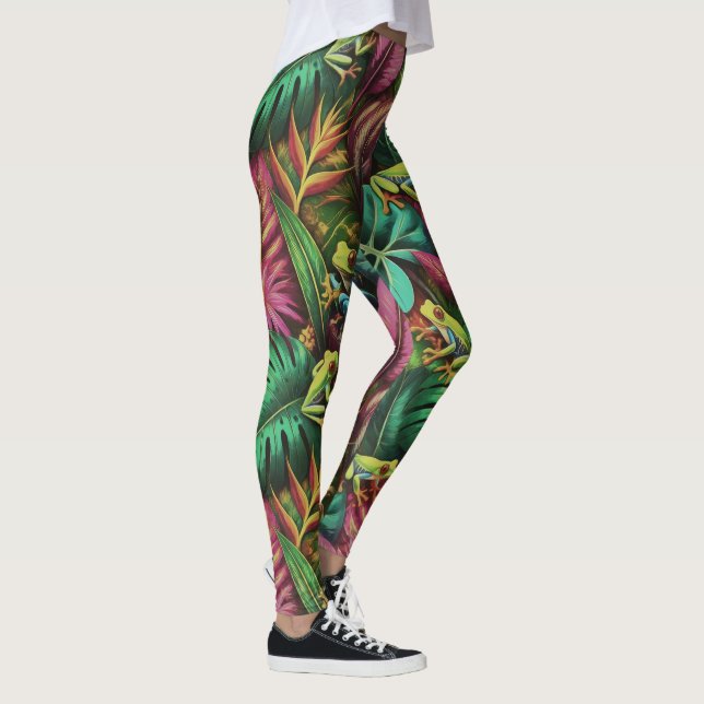Trädgrodedrömmar Sömlös Ytmönster Leggings (Höger)