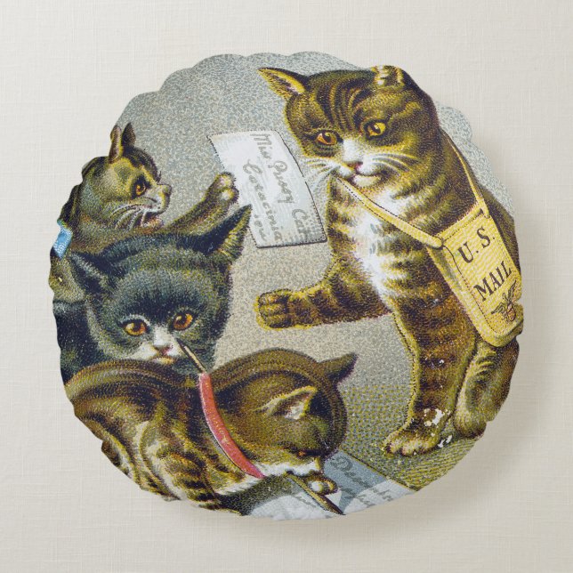 Trådhandelkort, 1880 rund kudde (Framsidan)