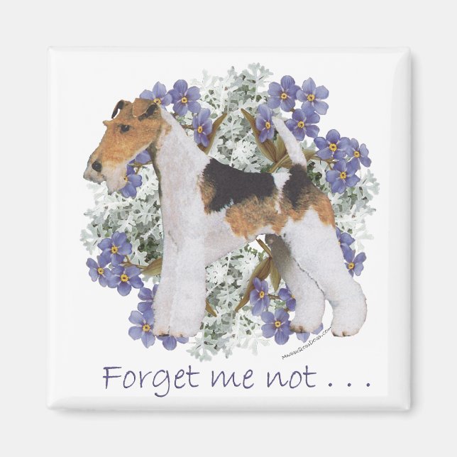 Trådhårig Foxterrier Förgätmigej Magnet (Framsidan)