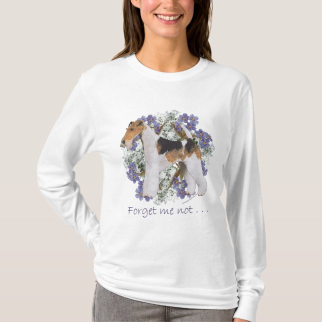 Trådhårig Foxterrier Förgätmigej Tee (Framsida)