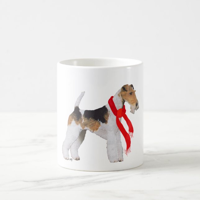 Trådhårig Foxterrier i en halsduk Kaffemugg (Center)
