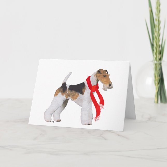 Trådhårig Foxterrier i en sjal Helgkort (Framsida)