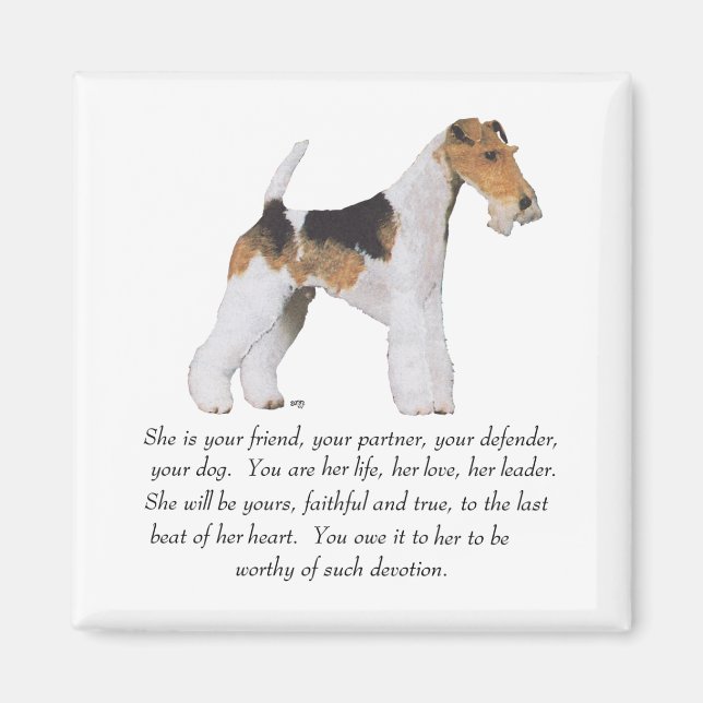 Trådhårig Foxterrier Minnesgåva HONORNADETALJ Magnet (Framsidan)