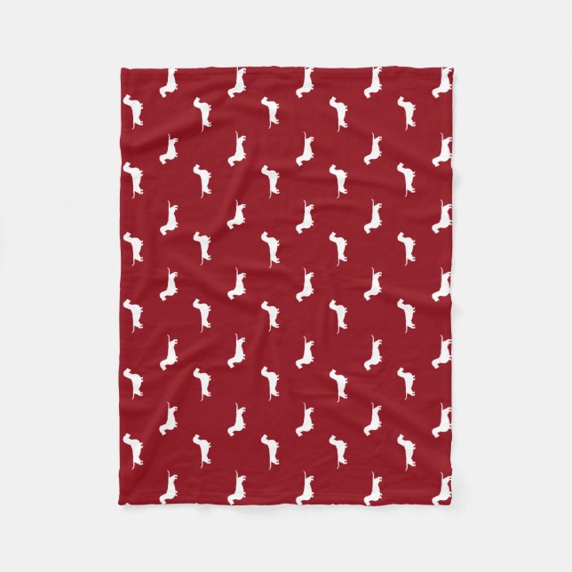 Trådhåriga Dachshund Silhuetter | Wienerhundar Fleecefilt (Framsidan)