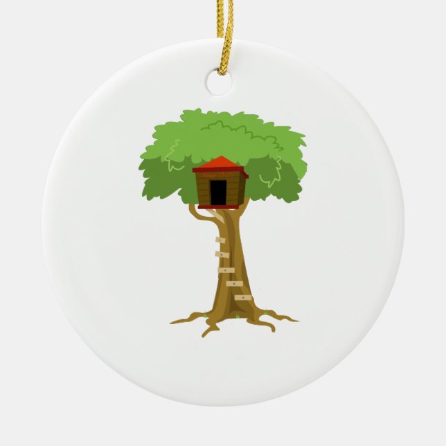 Trädhus Julgransprydnad Keramik (Framsidan)