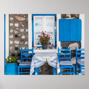 Tradiational Restaurant Oia Santorini Grekland Poster