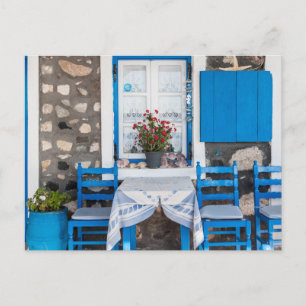 Tradiational Restaurant Oia Santorini Grekland Vykort