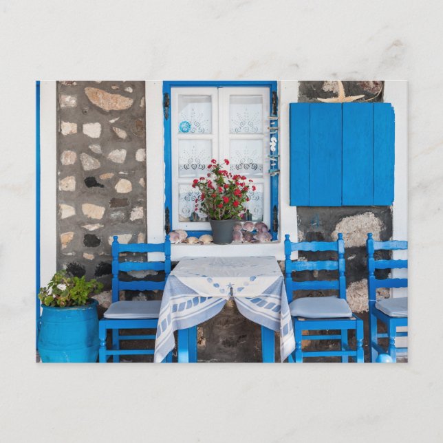 Tradiational Restaurant Oia Santorini Grekland Vykort (Framsida)