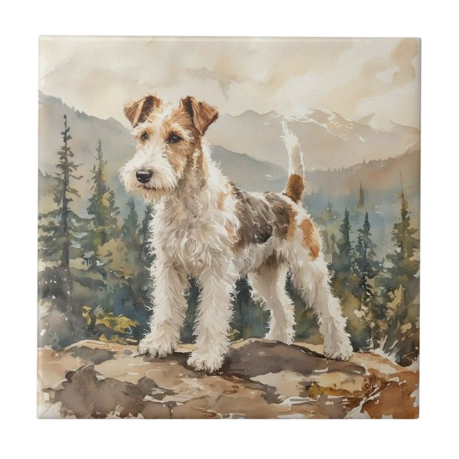 Trådig Foxterrier Kakelplatta (Framsidan)