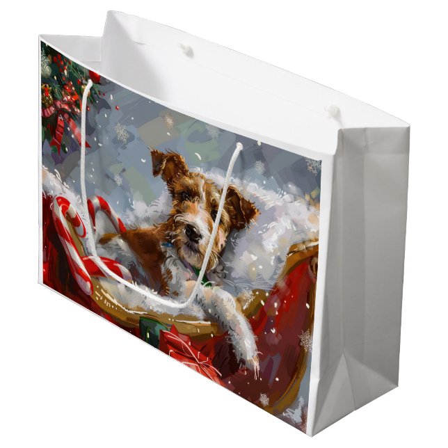 Trådig rävterrier hund jul festlig  (Framsidan Vinklad)