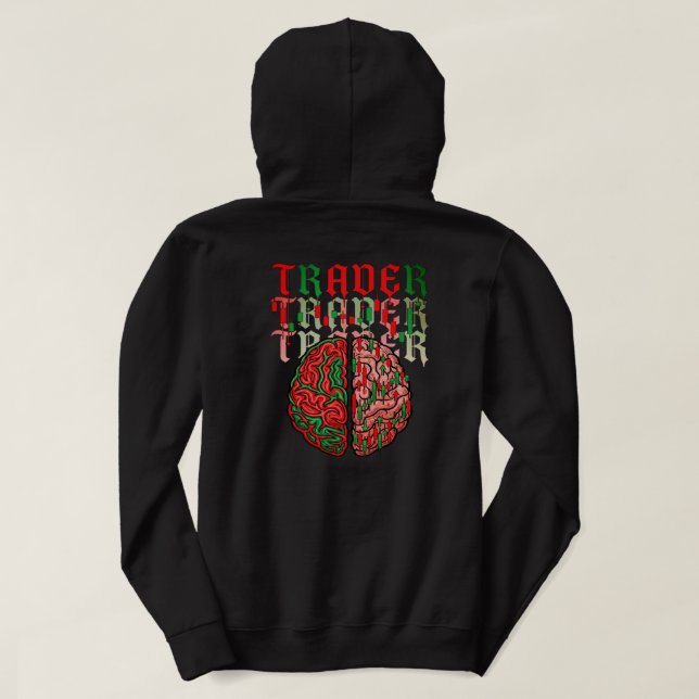 Trading Psychology Brain Anatomy Chart Pattern  Hoodie (Design baksida)