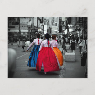 Tradional koreansk flickfotografi vykort