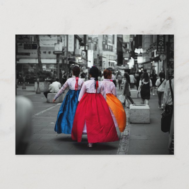 Tradional koreansk flickfotografi vykort (Framsida)