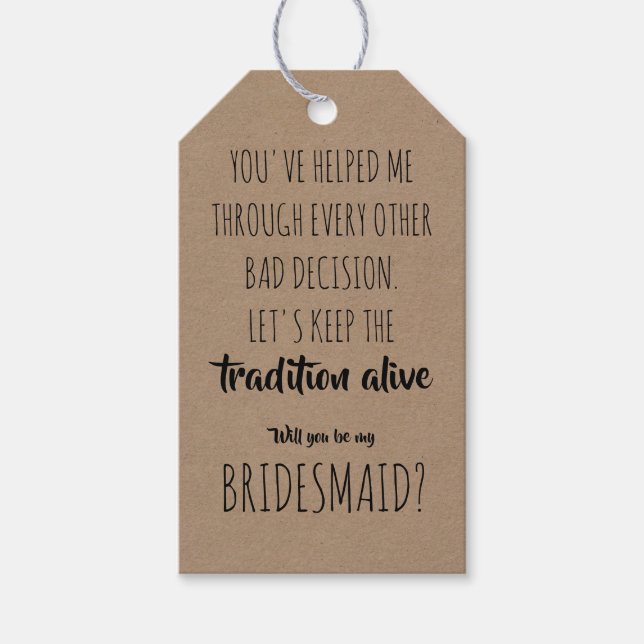 Tradition Alive - Frieri av underbart Bridesmaid Presentetikett (Framsidan)