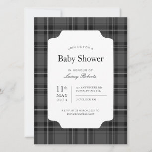 Tradition Monochrome Black and White Tartan Play Inbjudningar