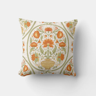 Tradition mughal motif, fantasyblommor i retro, kudde