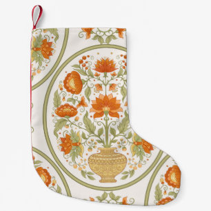Tradition mughal motif, fantasyblommor i retro,  liten julstrumpa