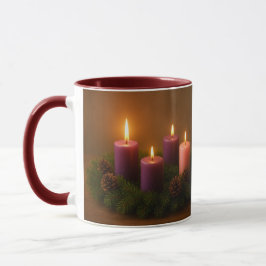 Traditional Advent Wreath with Four Lit Candles Mugg