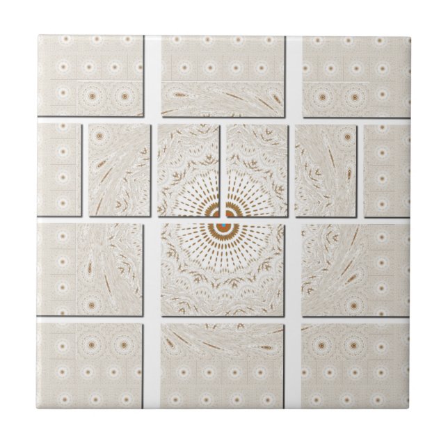 Traditional African Motif Mosaic Art Print. Kakelplatta (Framsidan)
