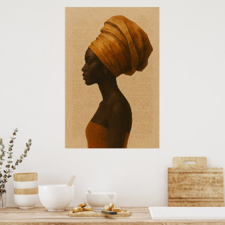 Traditional African Woman Boho Style Wall Art Poster