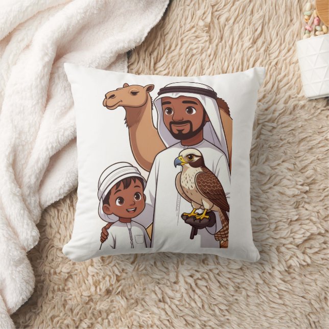 Traditional Arab Falcon Hunt Kudde (Filt)