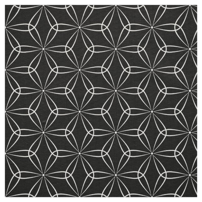 Traditional Asanoha Stil 02 - White on Black Tyg (Prov)